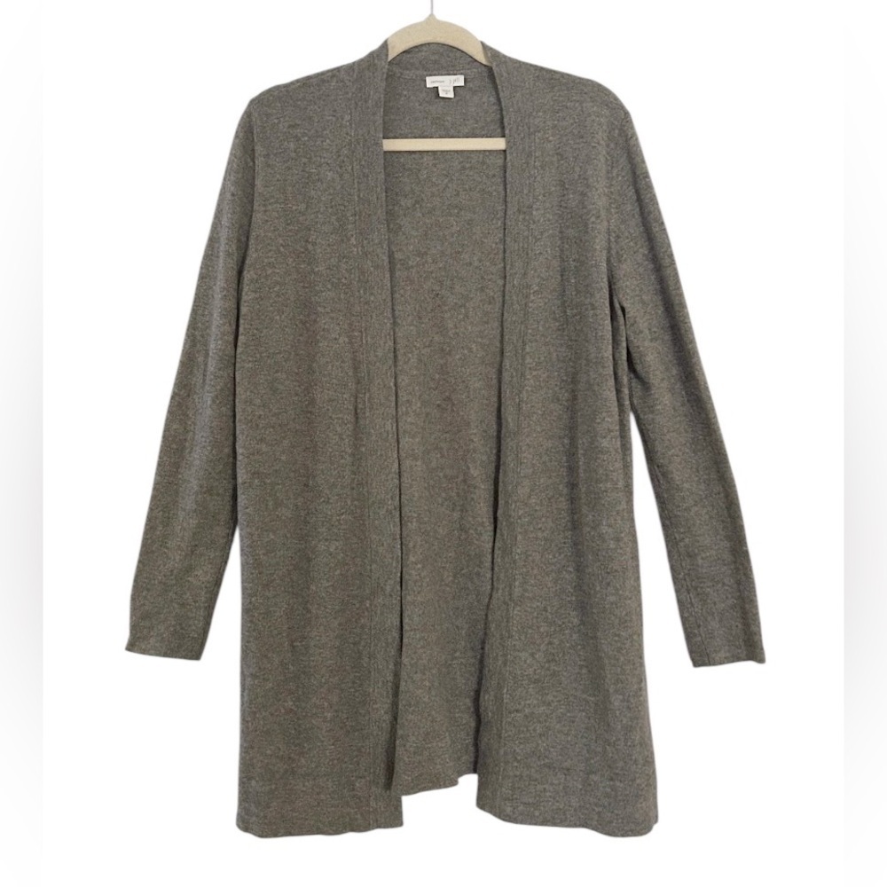 J. Jill Cashmere Sweater Size Medium Gray Open Front Cardigan